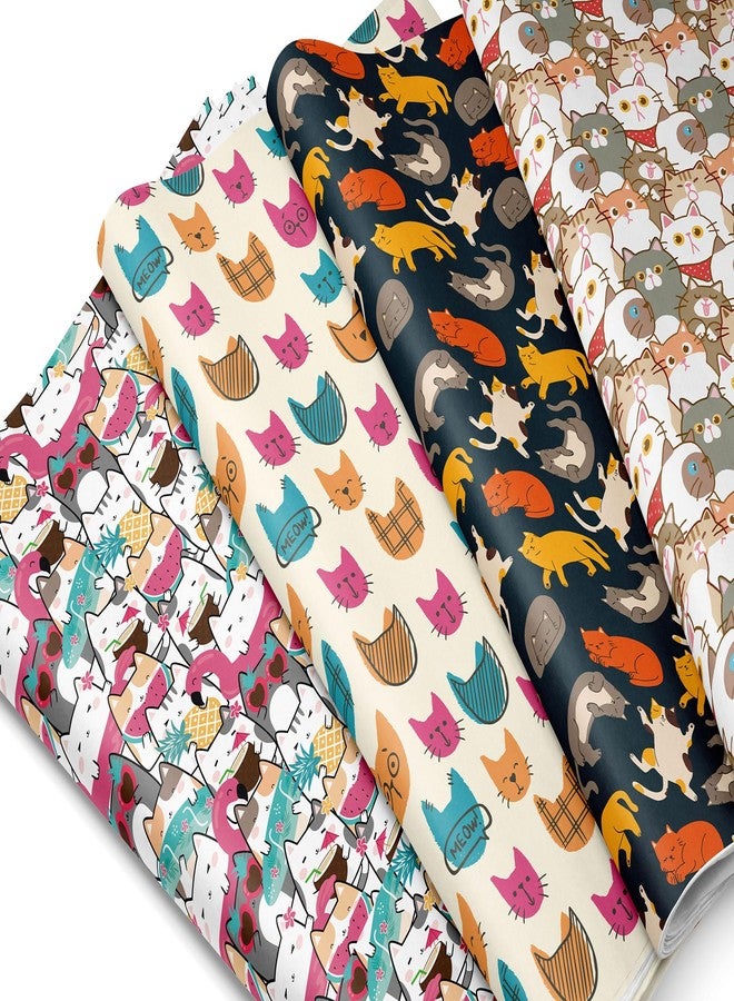 AIM & GGKK Cat Wrapping Paper Sheets - 12 Sheets Gifts Wrap with Cute Cat Patterns for Birthday Girls Boys Baby Shower Party - 20 x 28 inch Per Sheet - Image 1